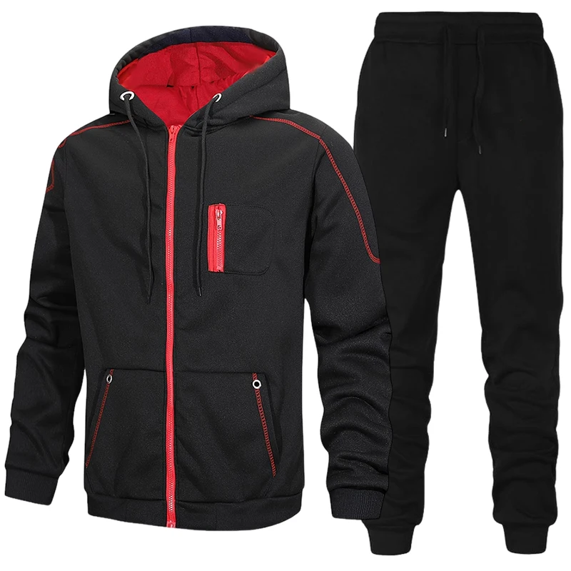 Outdoor Sports Outfit - Conjunto Masculino de Moletom com Zíper